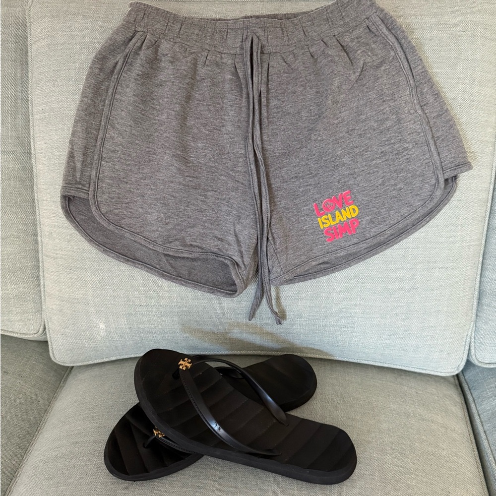 Gray soft cotton Women's “ Love Island” shorts NWOT